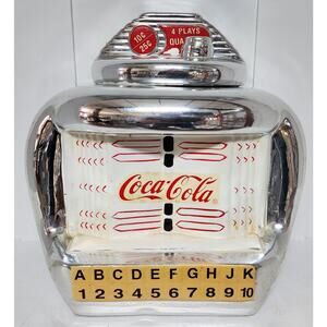 Vintage Coca-Cola Jukebox Cookie Jar 2000 Gibson Ceramic Retro Chrome Look
